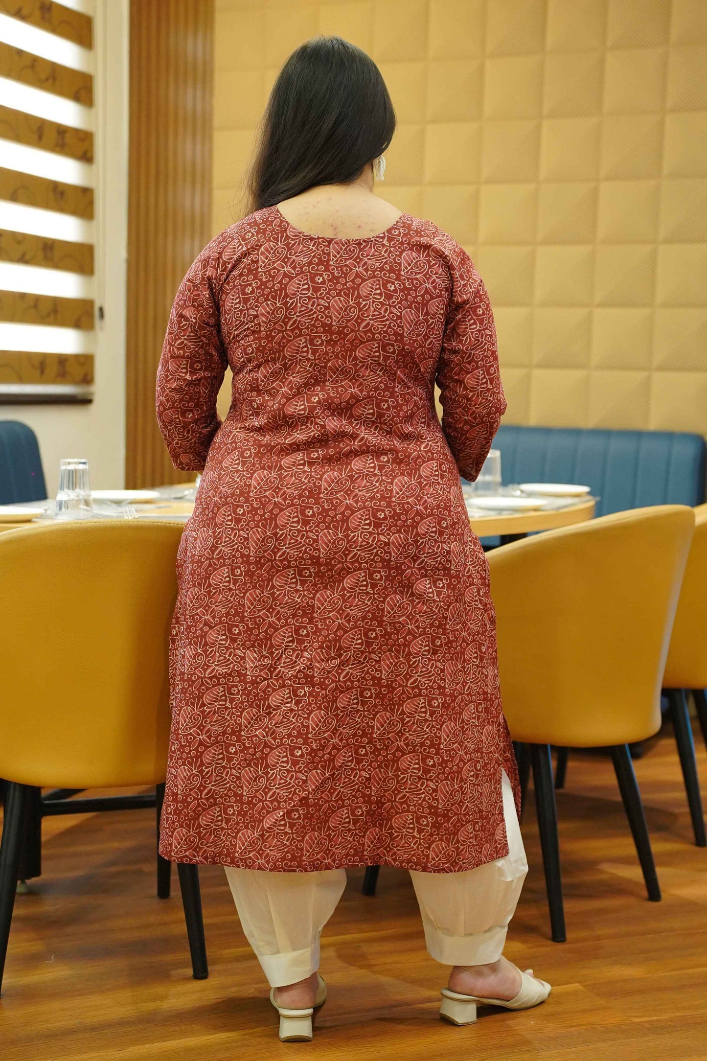 Maroon Ruby Bagru Cotton Kali Kurta