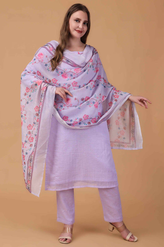 Buy Plus Size Mauve Kota Doria Check Suit At Apella | Sizes XS to 10 XL | India | Free Delivery | Customized