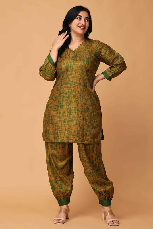 Buy Plus Size Sunset Serenade Woollen Co-ord Set At Apella | Sizes XS to 10 XL | India | Free Delivery | Customized