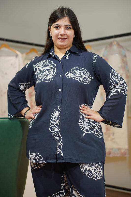 Midnight Breeze Collared Co-ord Set