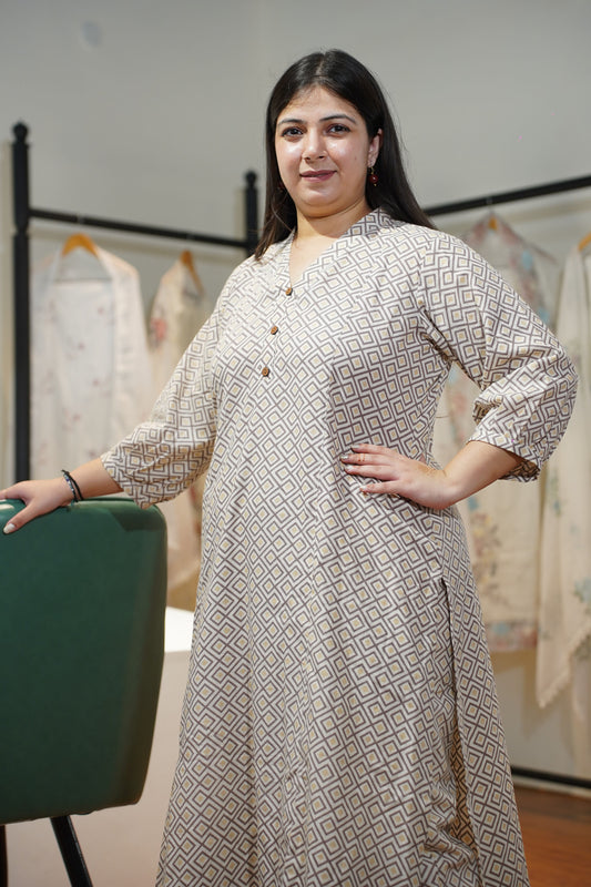 Mocha Twist Cotton A-line Suit Set