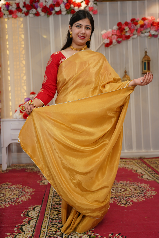 Molten Gold Silk Saree with Blouse