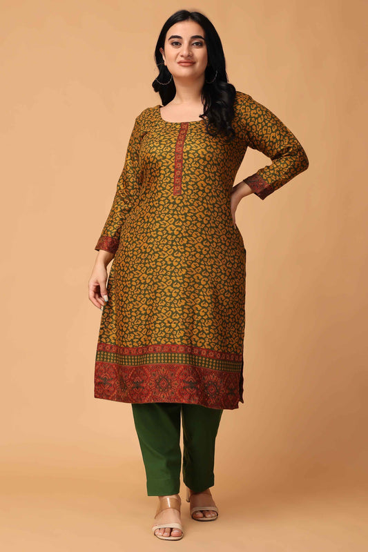 Buy Plus Size Winter Spice Woollen Kurta At Apella | Sizes XS to 10 XL | India | Free Delivery | Customized