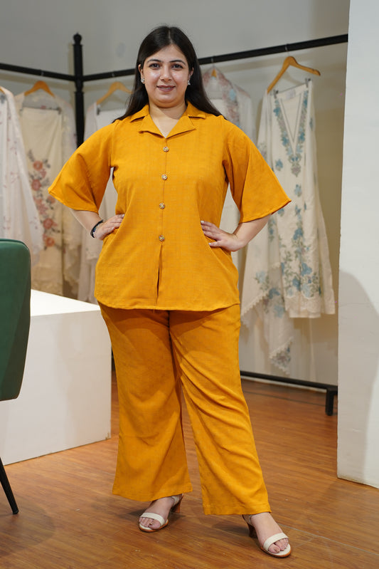 Yellow Solstice Textured Co-ord Set