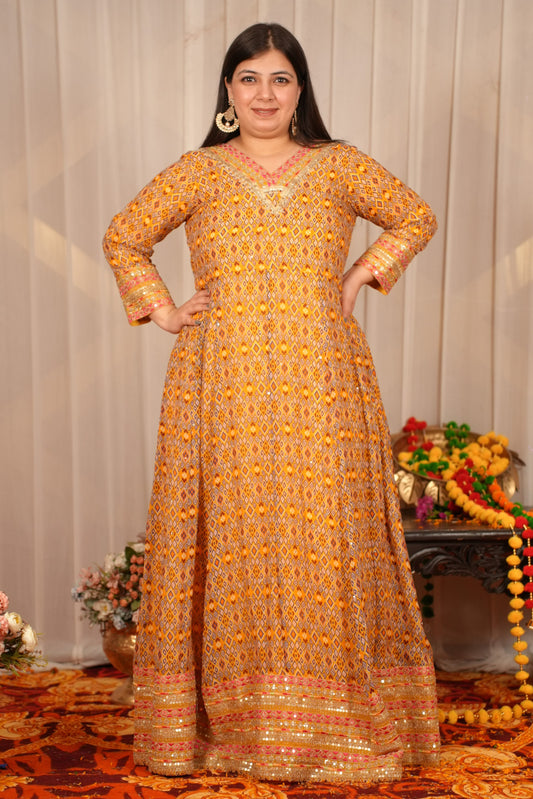 Noor-e-Amaltas Flared Anarkali Dress