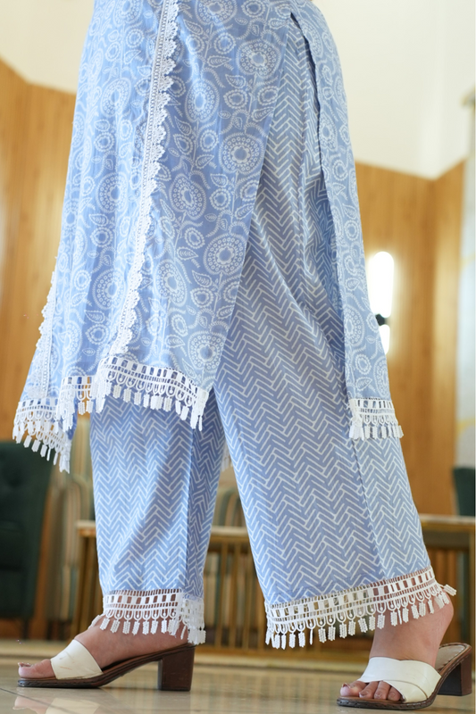 Muted Cobalt Cotton Suit Set