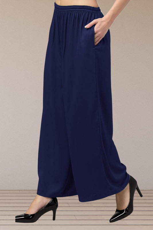 Navy Blue Flared Palazzo Pant