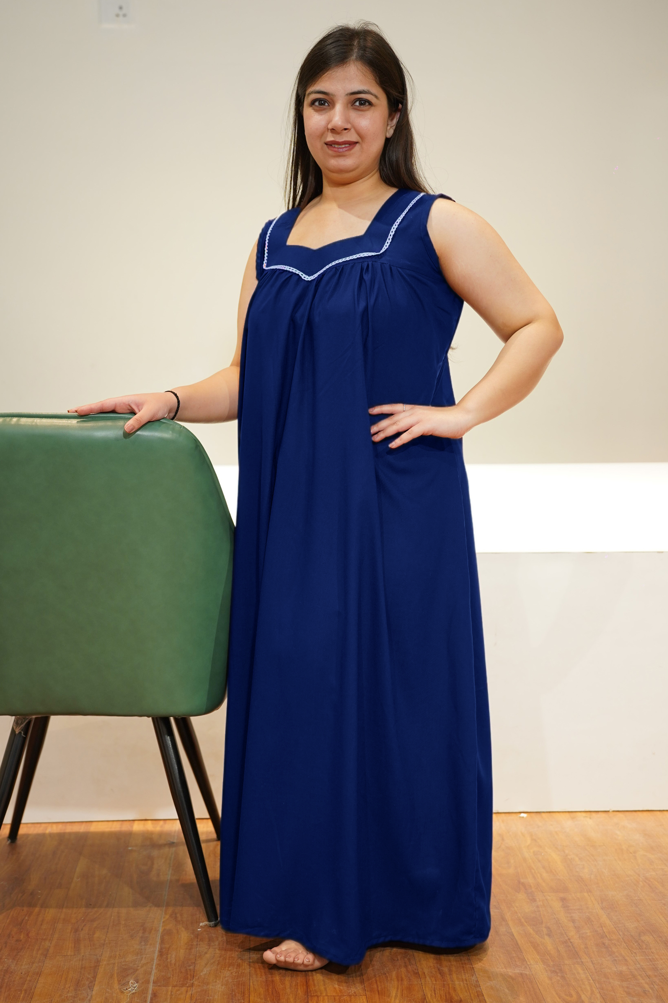Navy Blue Rayon Night Gown