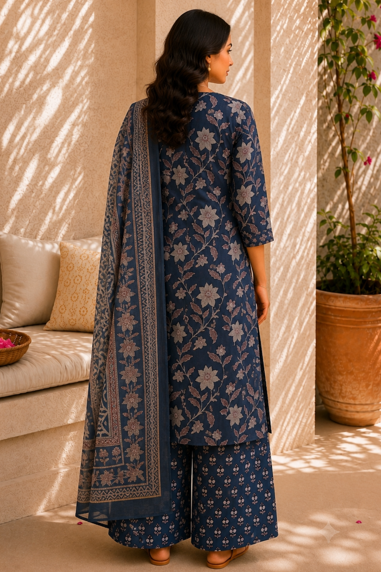 Forever Indigo Cotton Straight Suit