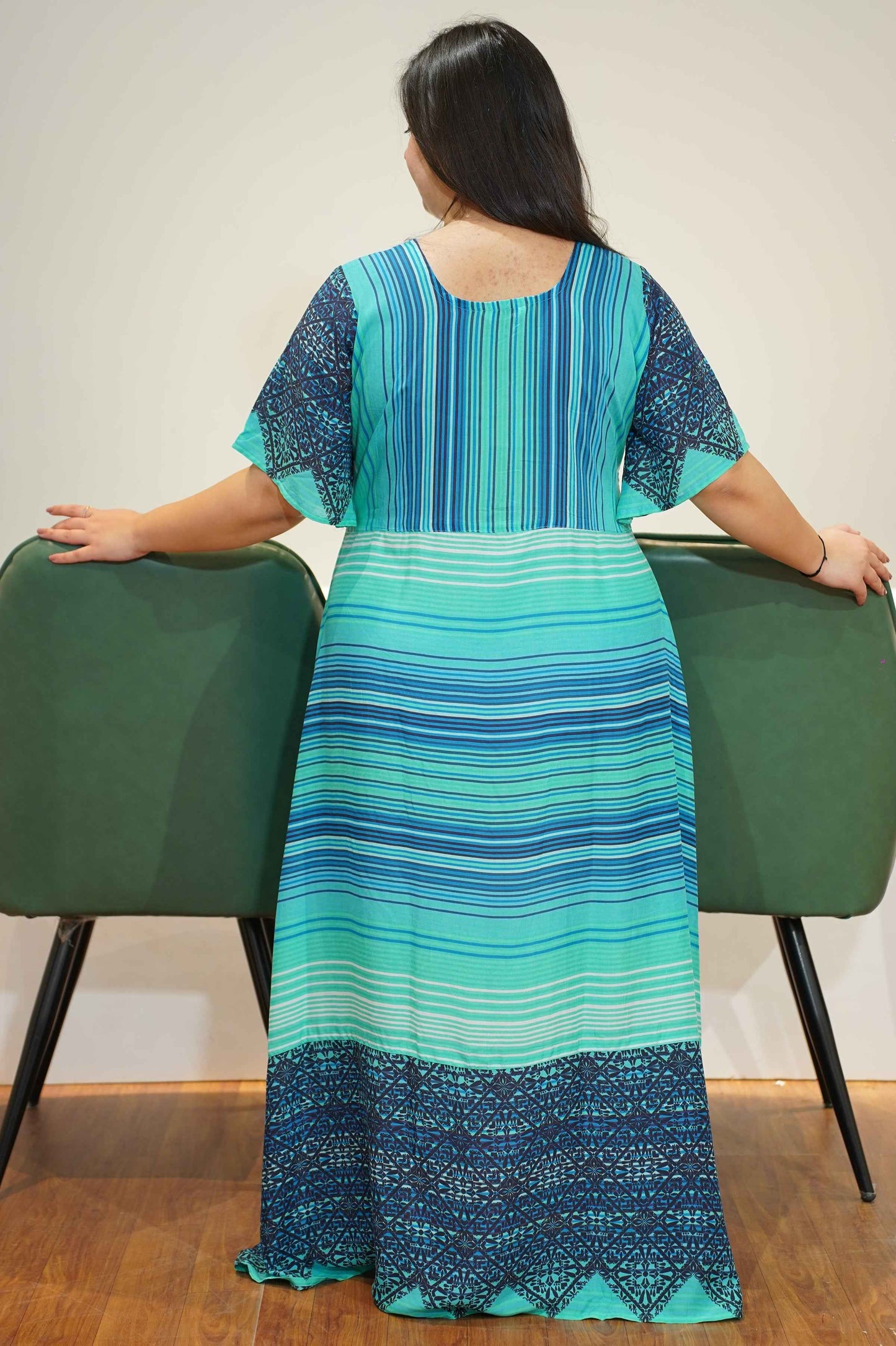 Neon Blue Striped Night Gown