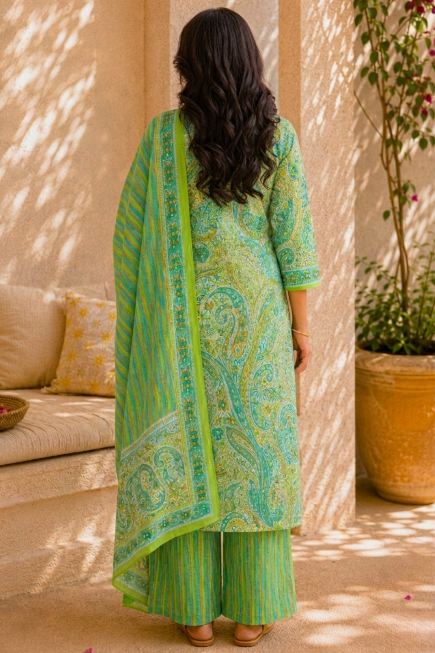 Lime Roselight Cotton Suit Set