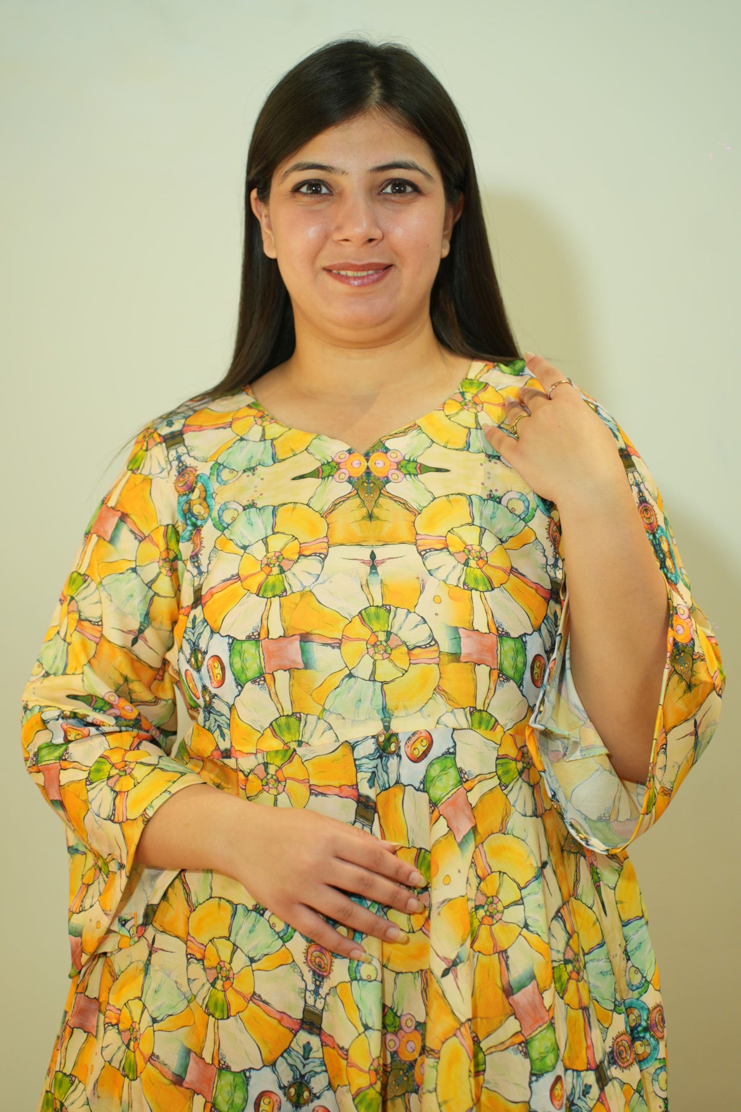 Neon Yellow Flared Maxi Dress