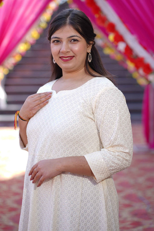 Pearl Radiance Sequined Fancy Dress