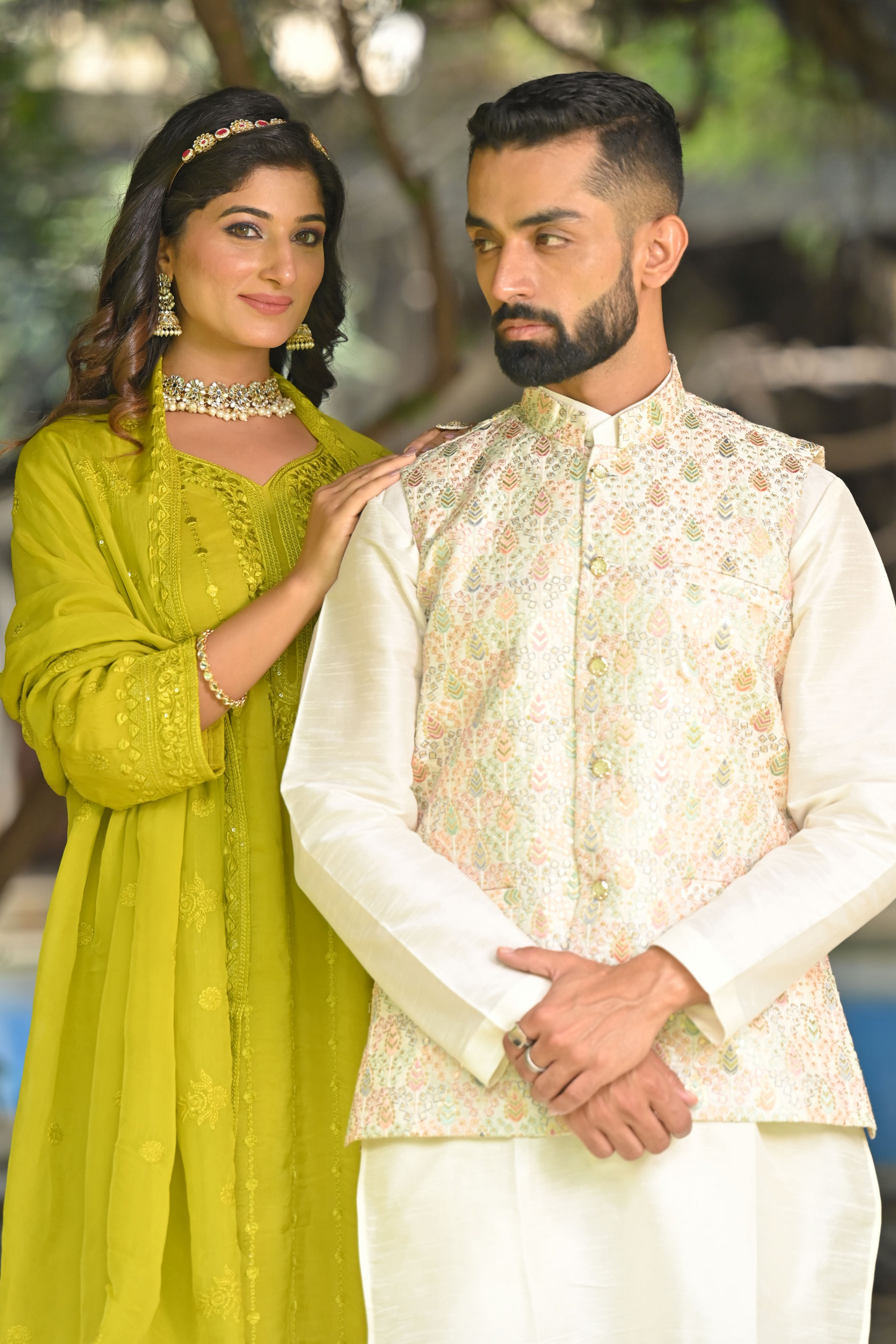 Buy Plus Size Olive Glimmer Organza Sequin Suit At Apella | Sizes XS to 10 XL | India | Free Delivery | Customized