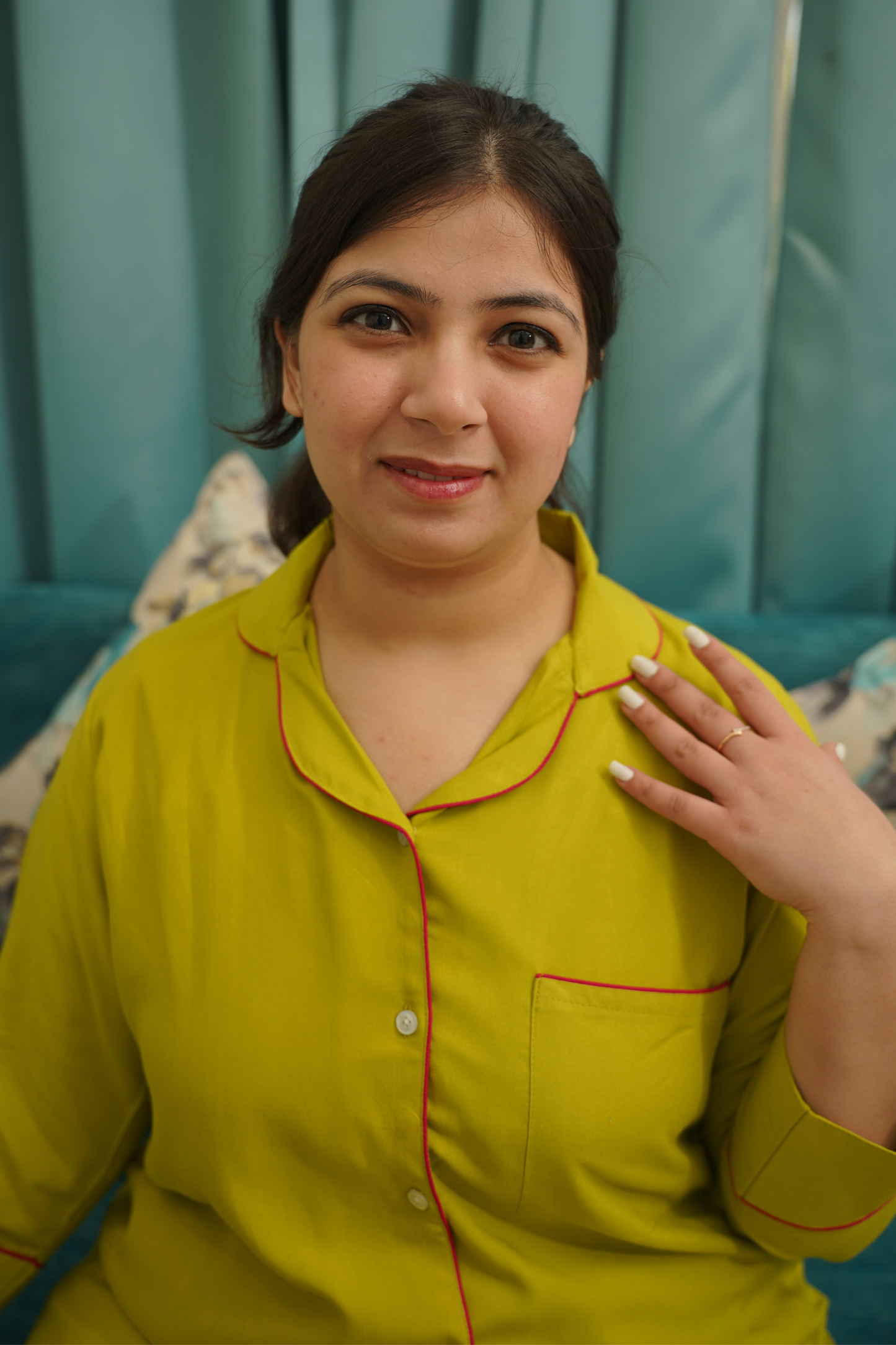 Buy Plus Size Olive Lemon Rayon Night Suit At Apella | Sizes XS to 10 XL | India | Free Delivery | Customized