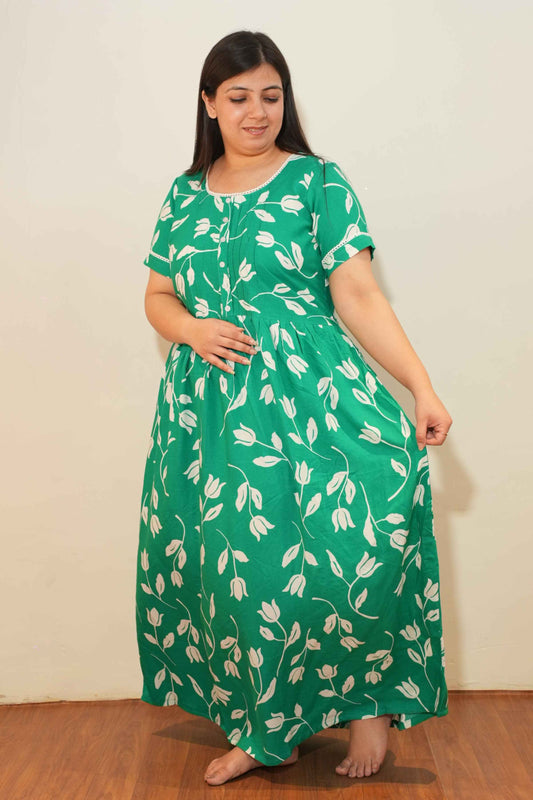 Orchid Green Rayon Night Gown
