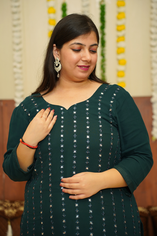 Peacock Green Mirrored Suit Set