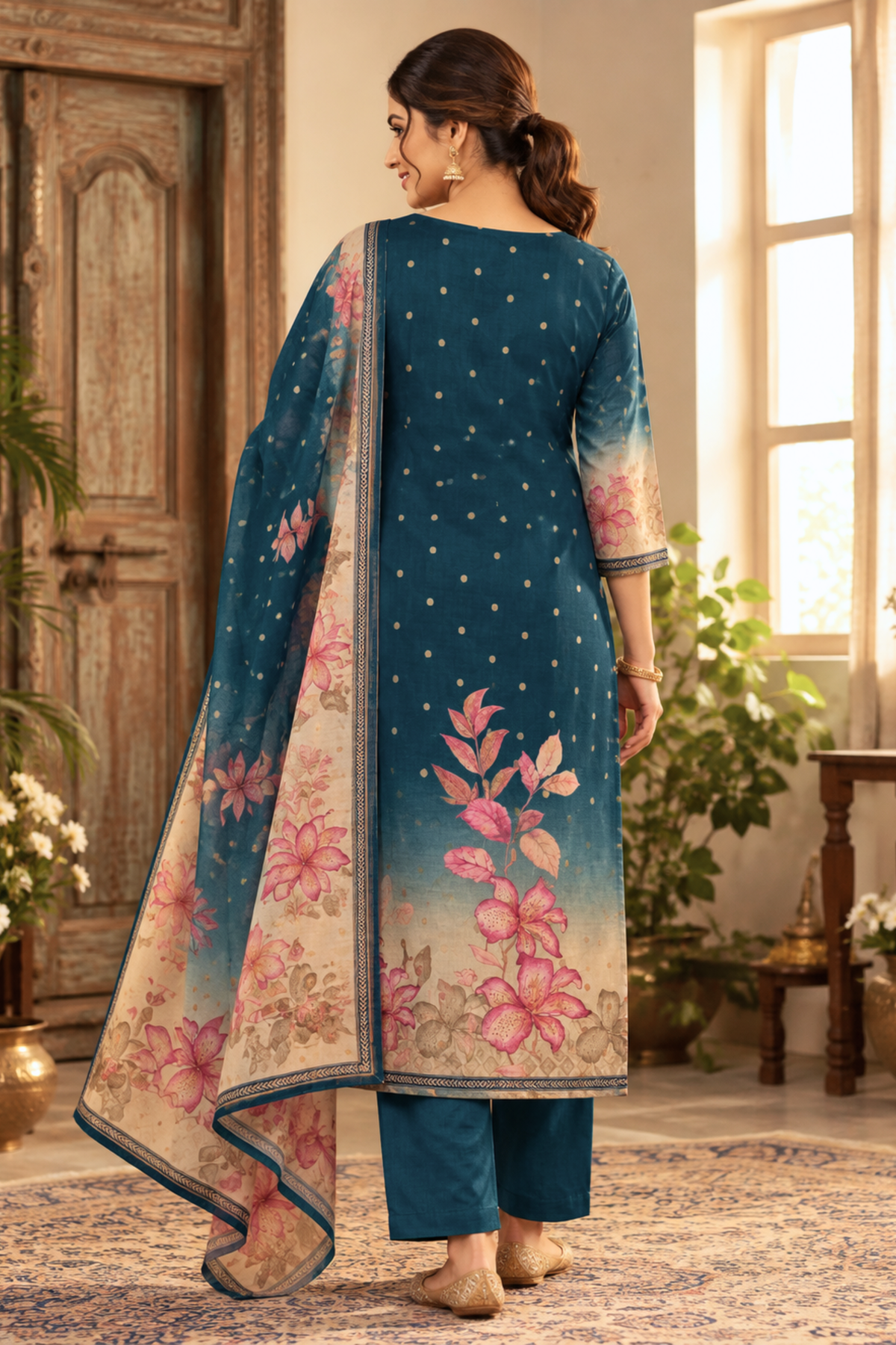 Peacock Patisa Fancy Suit With Aari Work