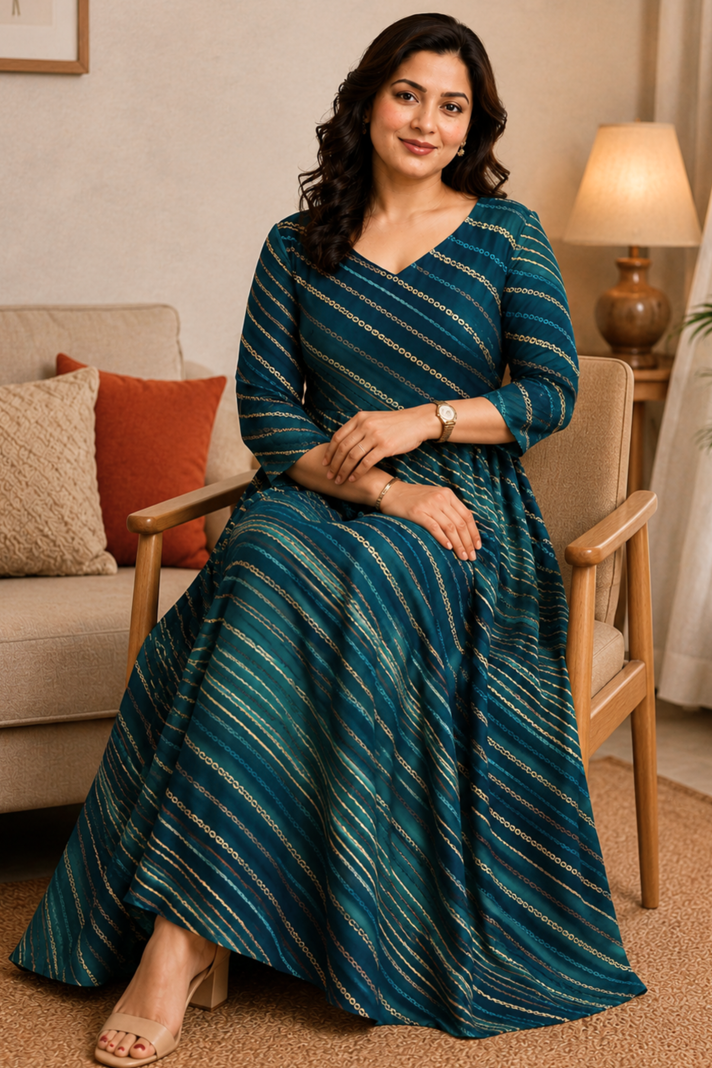 Sapphire Soirée Ombré Rayon Dress With Pockets