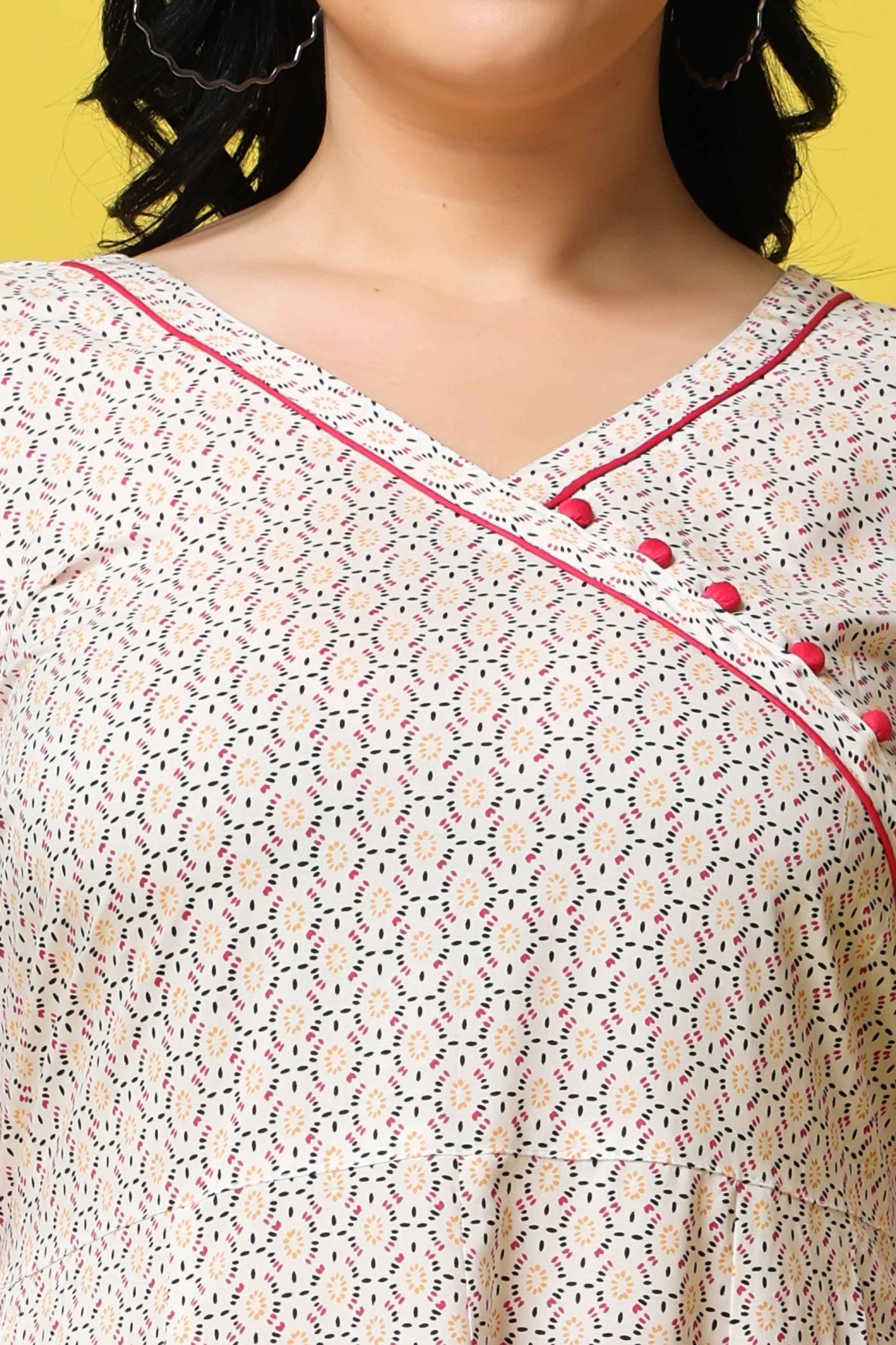 Buy Plus Size Pearls & Prints Angrakha Kurta Set At Apella | Sizes XS to 10 XL | India | Free Delivery | Customized