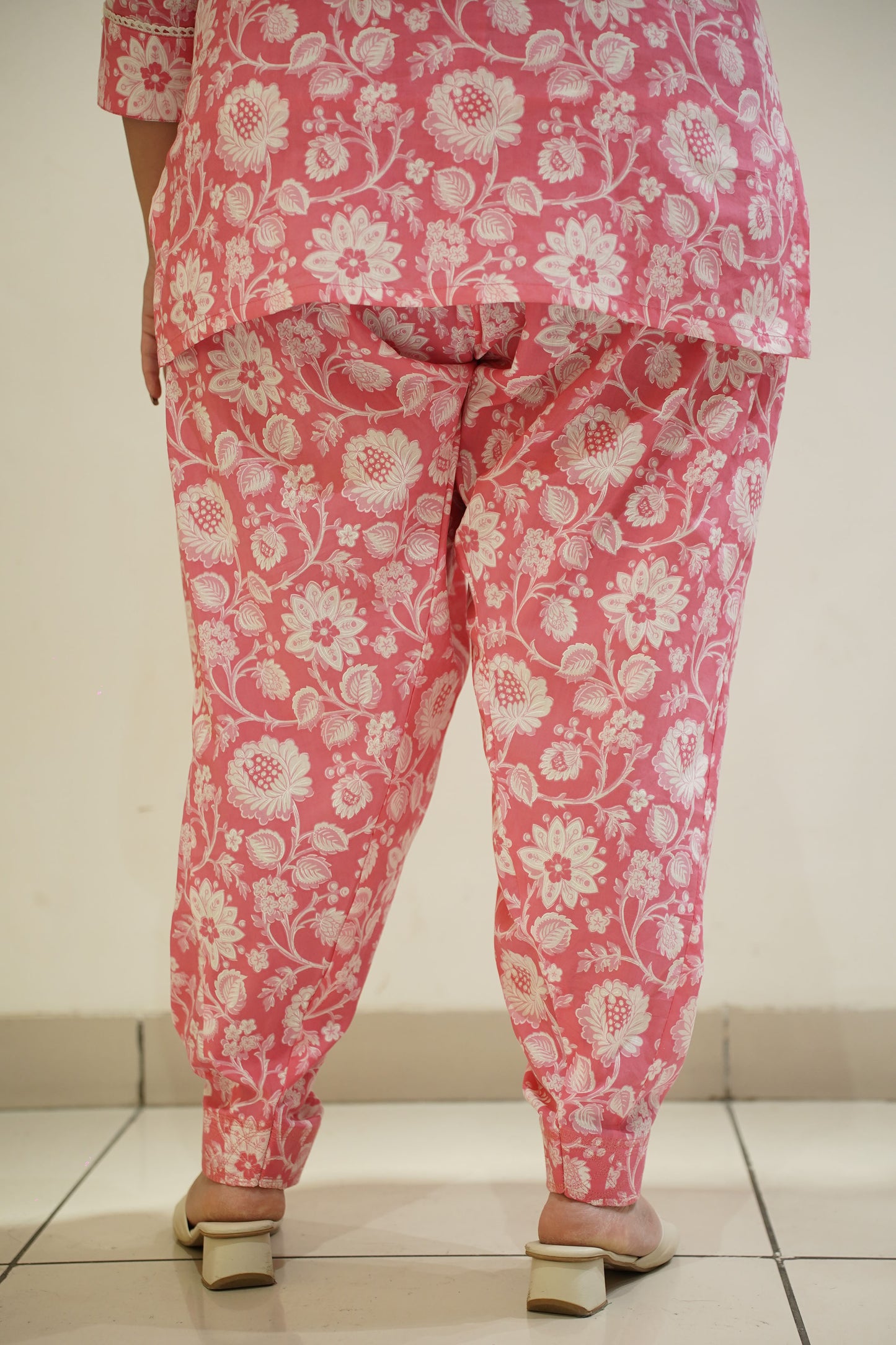 Pink Block Printed Cotton Salwar