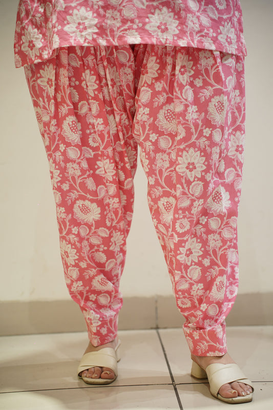 Pink Block Printed Cotton Salwar