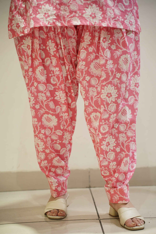 Pink Block Printed Cotton Salwar