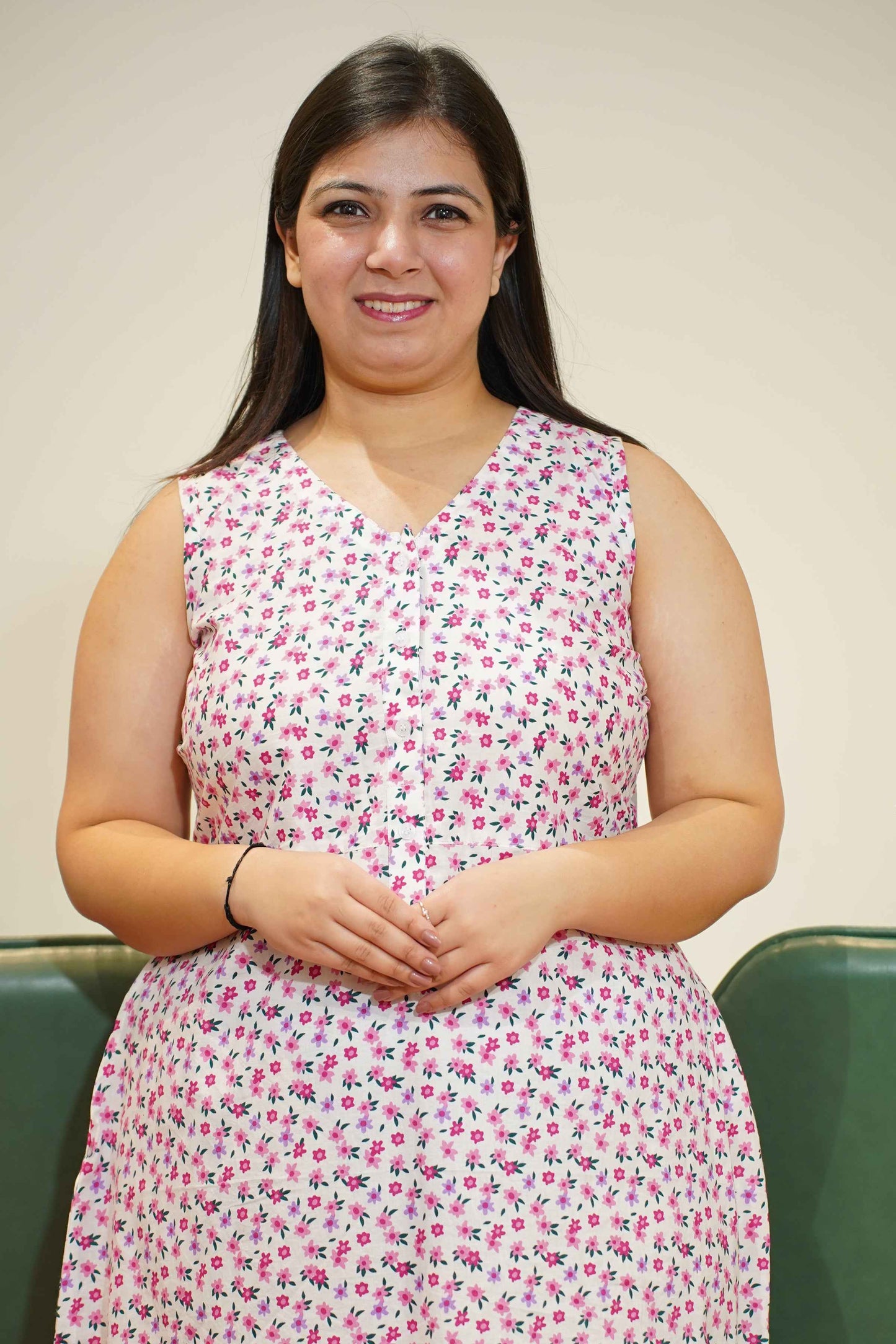 Pink Bloomy Cotton Night Gown