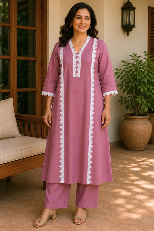 Pinkwood A-line Cotton Kurta With Pants