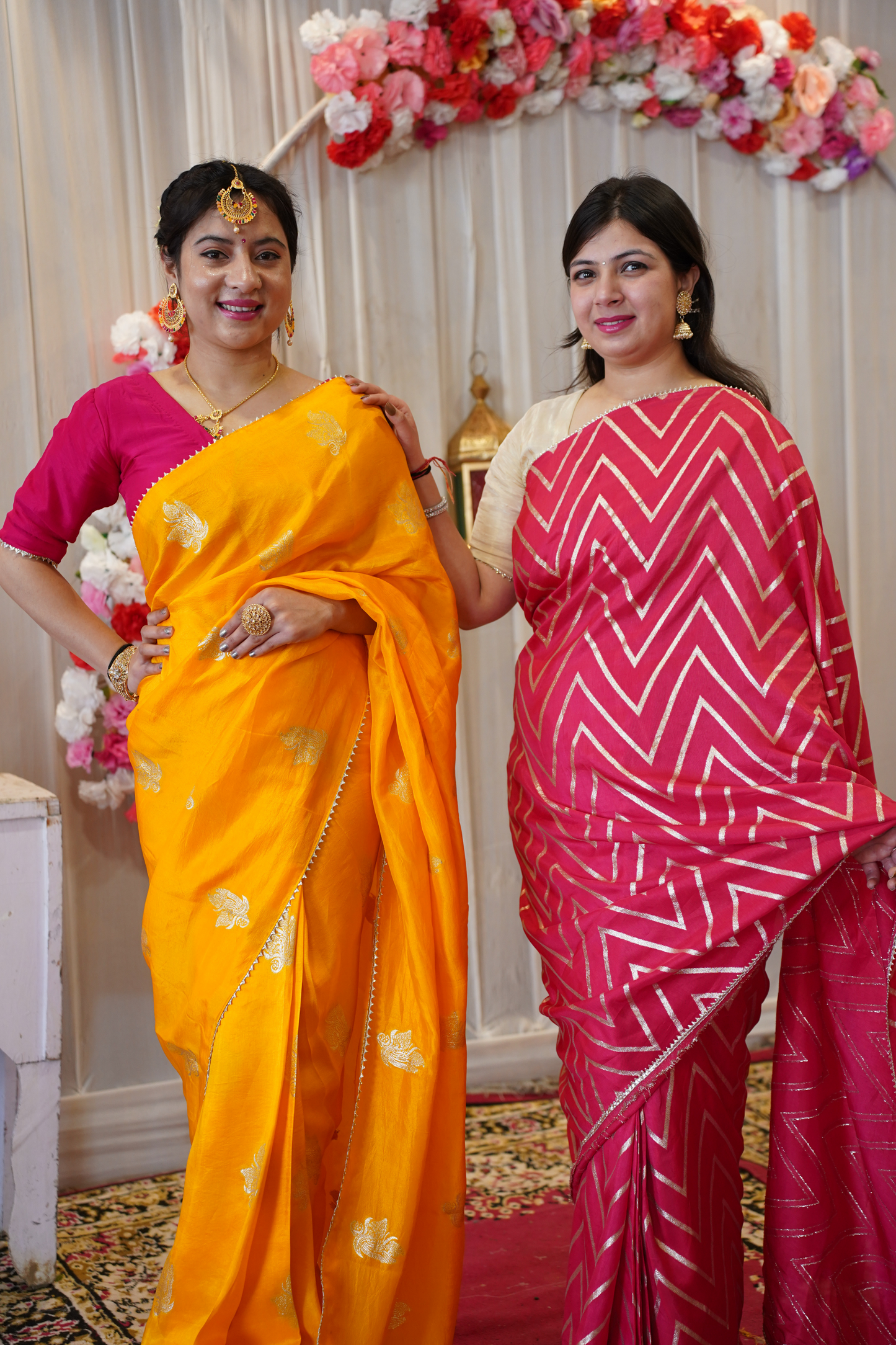 Rose Gold Silk Saree with Blouse