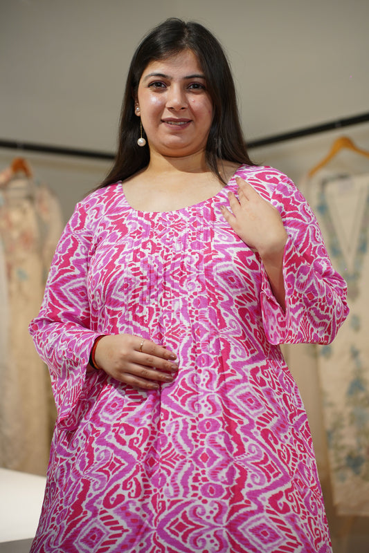 Fuchsia Pintuck A-Line Afghani Suit