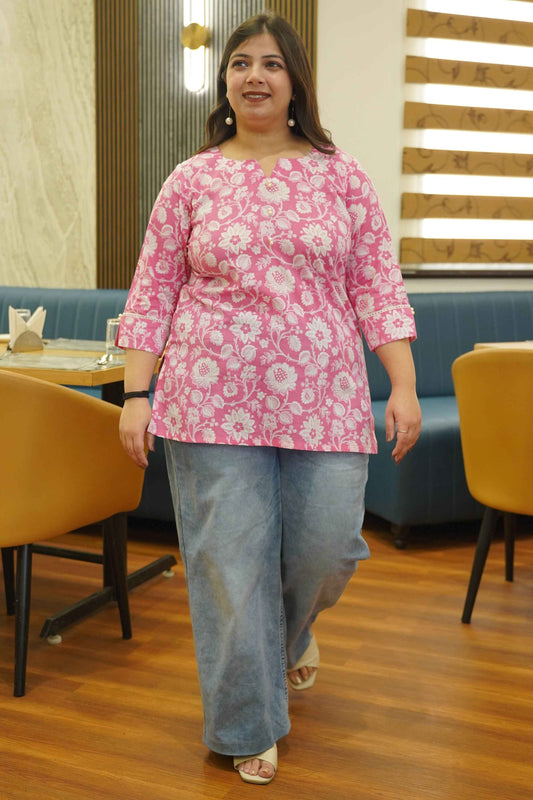 Pink Pearl Bagh Printed Cotton Top