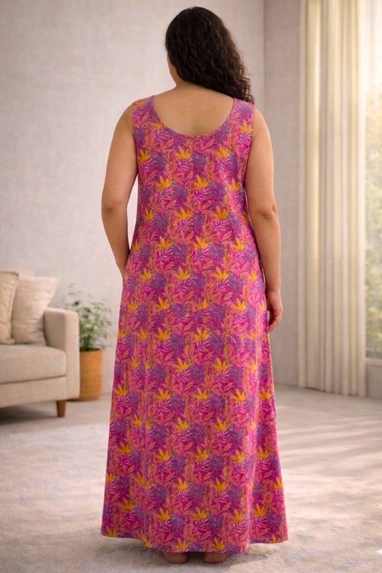 Fuchsia Flame Rayon Night Gown