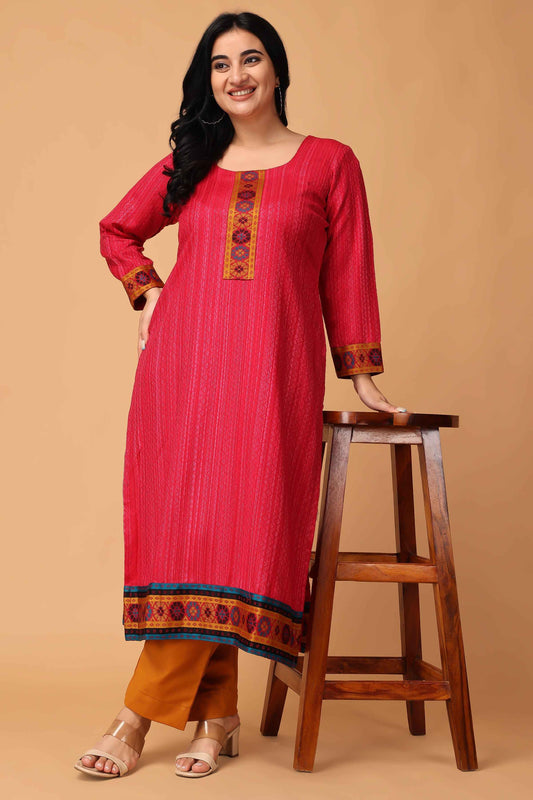 Buy Plus Size Aurora Rose Woollen Kurta At Apella | Sizes XS to 10 XL | India | Free Delivery | Customized