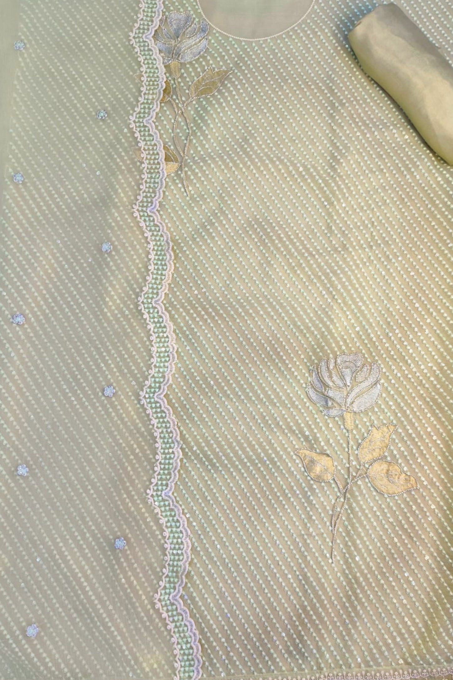 Pista Shimmer Tissue Suit with Handwork