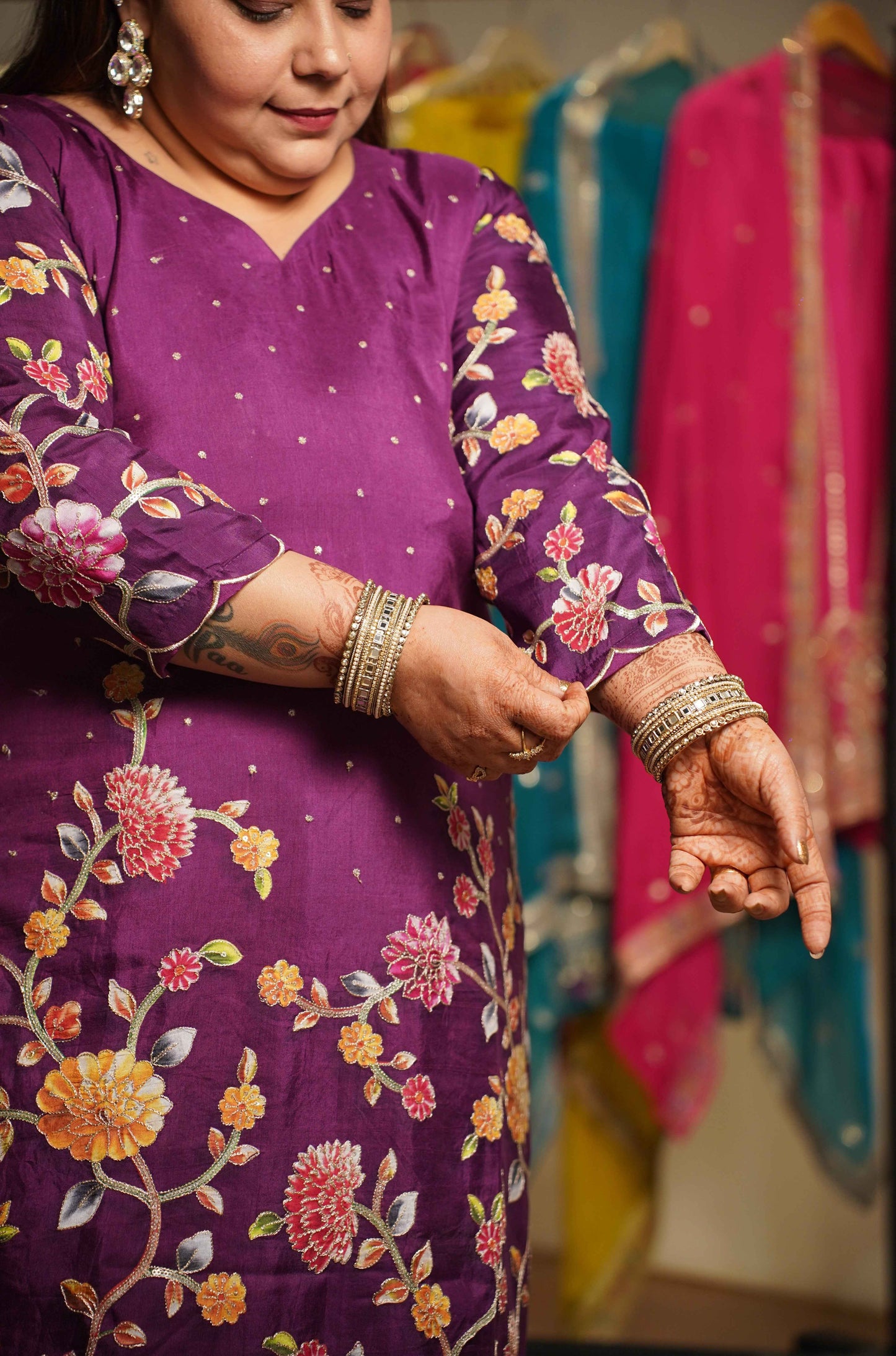 Jamuni Gulzar Silk Co-ord Set With Placement Work