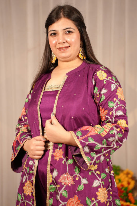 Zarista Wine Fusion Shrug Dress