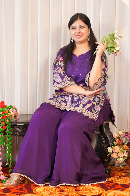 Ziya Purple Fusion Co-ord Set