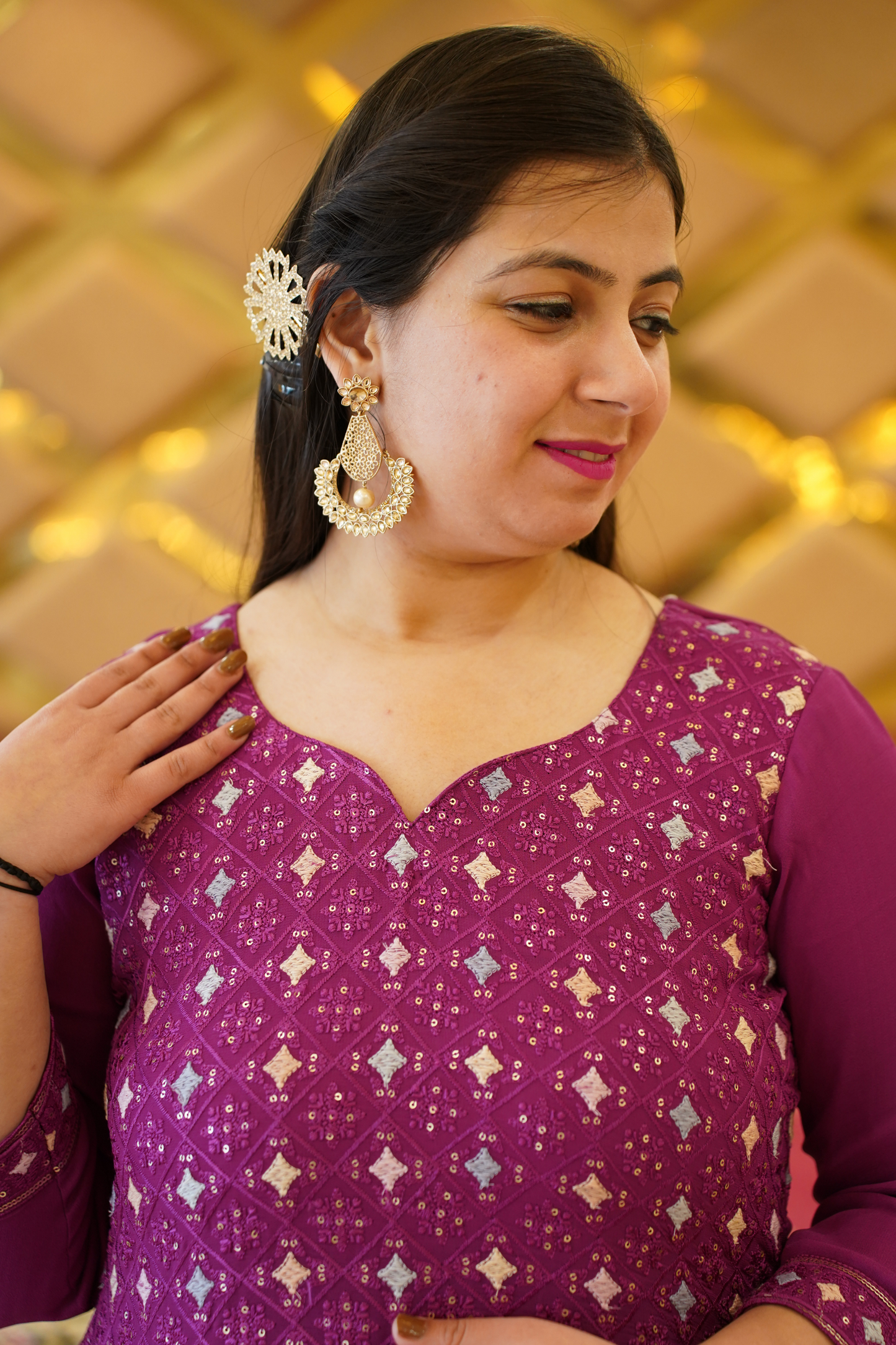 Radiant Purple Georgette Dress with Dupatta