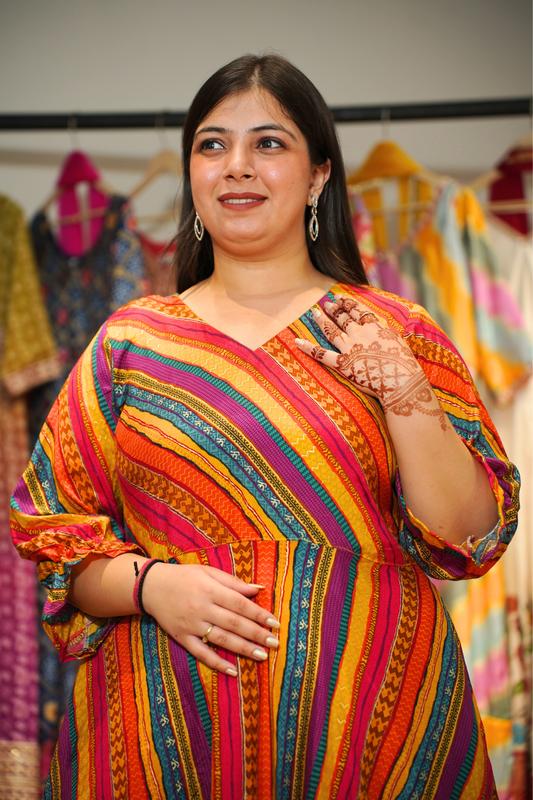 Rainbow Lane Foiled Rayon Dress With Pockets