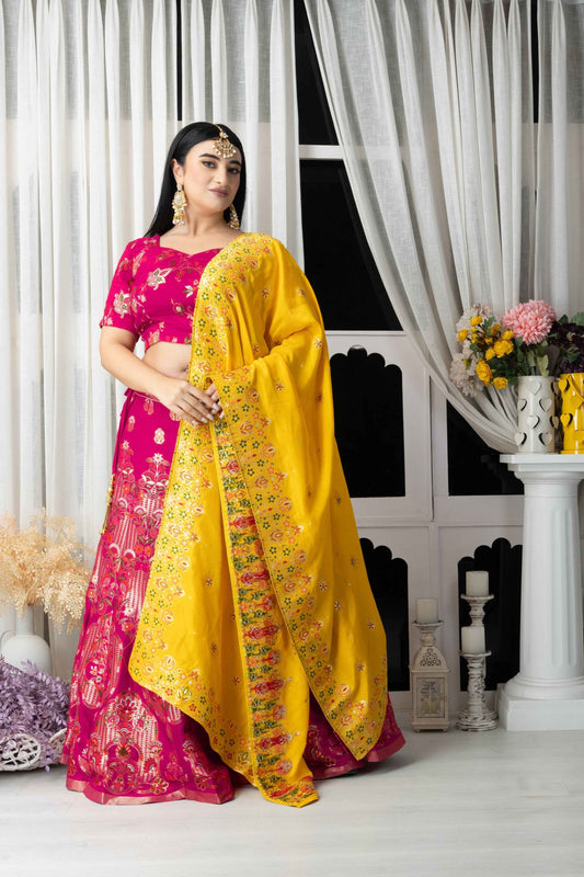 Buy Plus Size Rangleela Raaz Banarasi Silk Lehenga At Apella | Sizes XS to 10 XL | India | Free Delivery | Customized