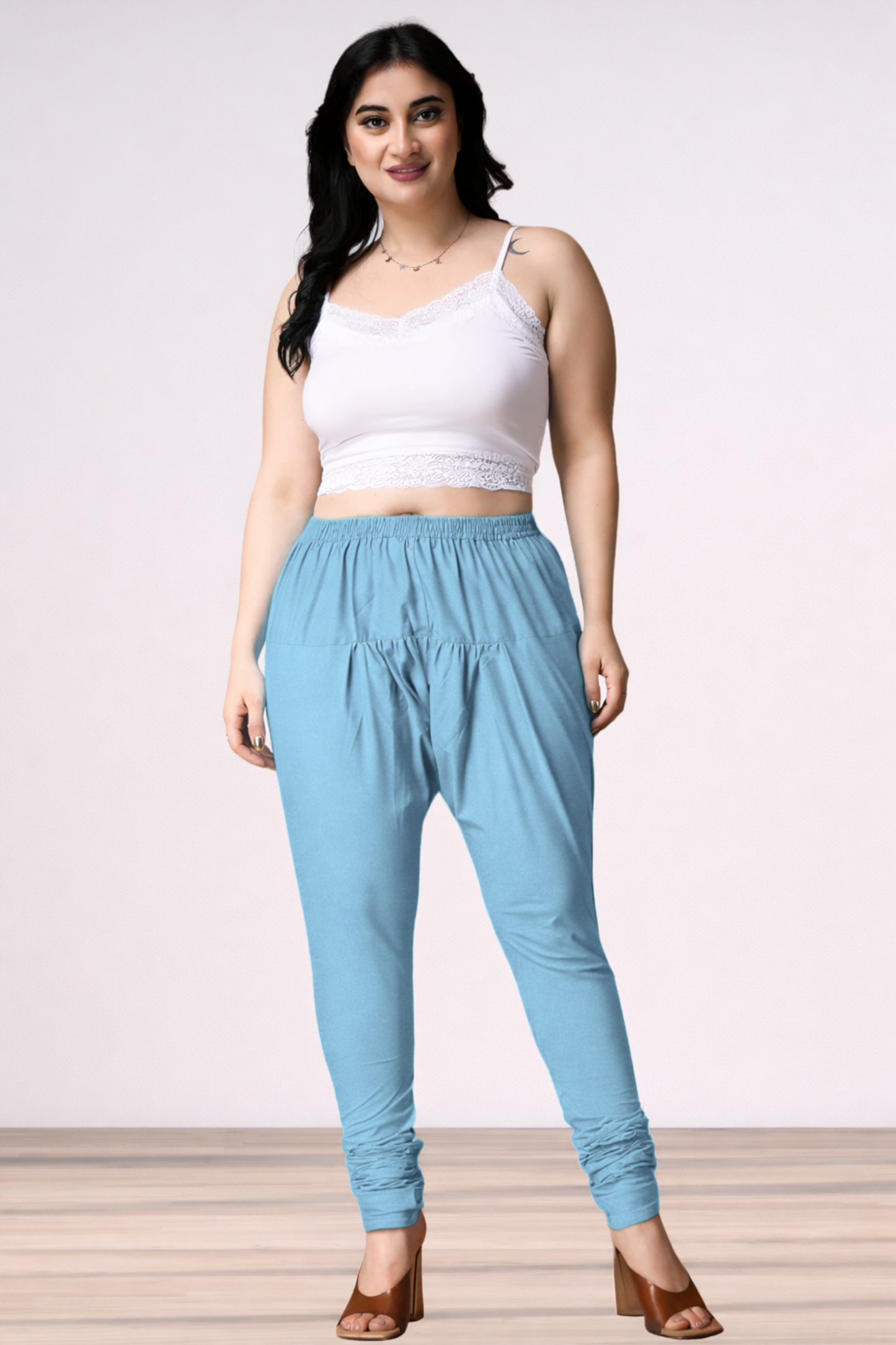 Powder Blue Rayon Churidar Pants