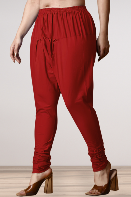 Maroon Rayon Churidar Pants