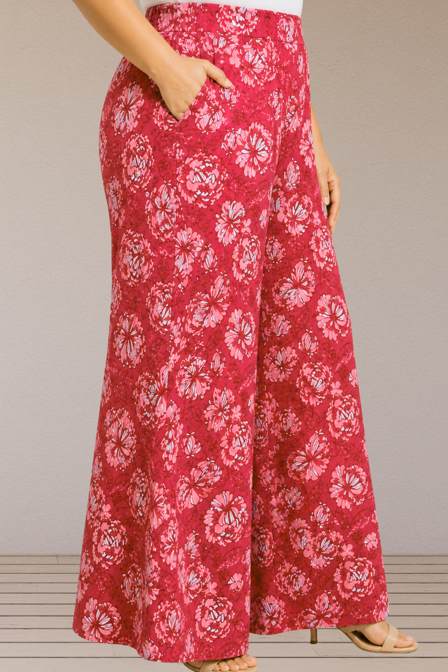 Muted Crimson Floral Lounge Pants
