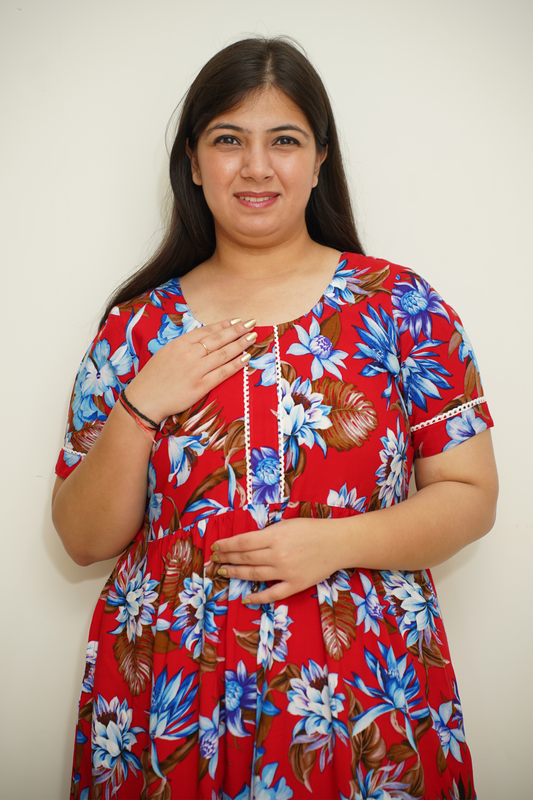 Radiant Red Rayon Night Gown