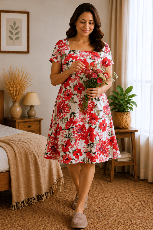 Rosette Reverie Floral Short Nighty