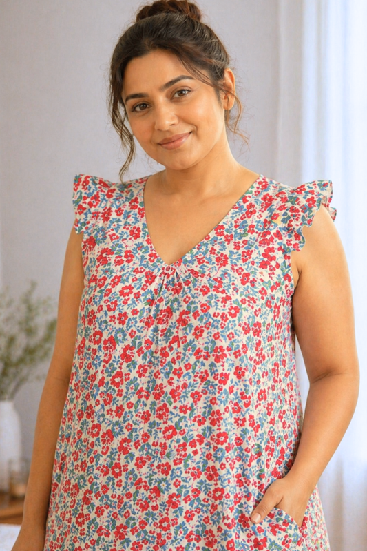 Coral Petal Rayon Night Gown