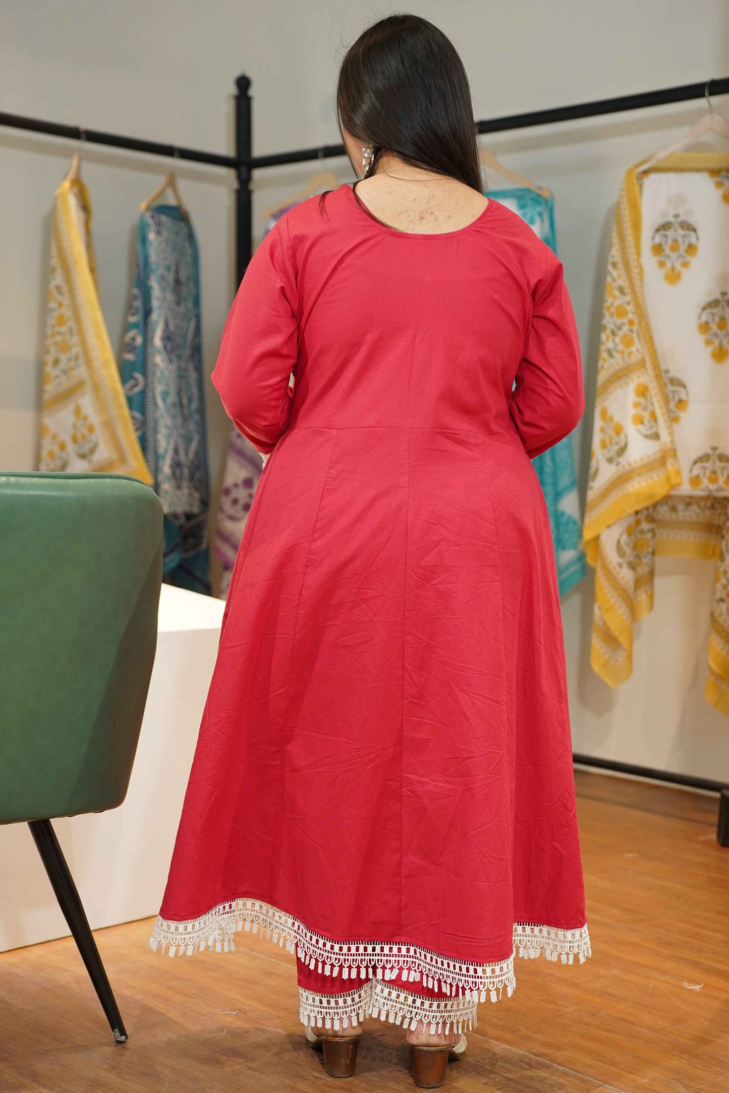 Red Majesty Rayon Anarkali Set