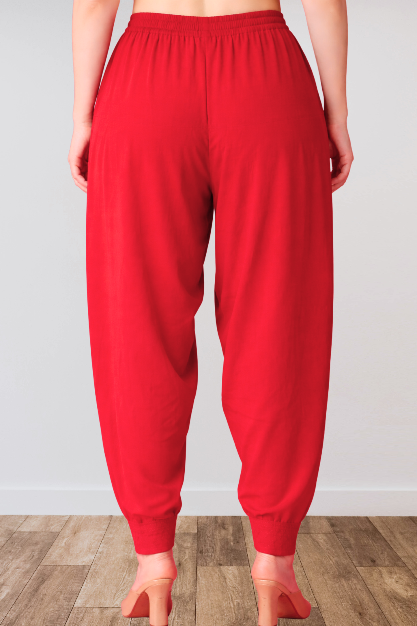 Red Anti Wrinkle Pleated Salwar
