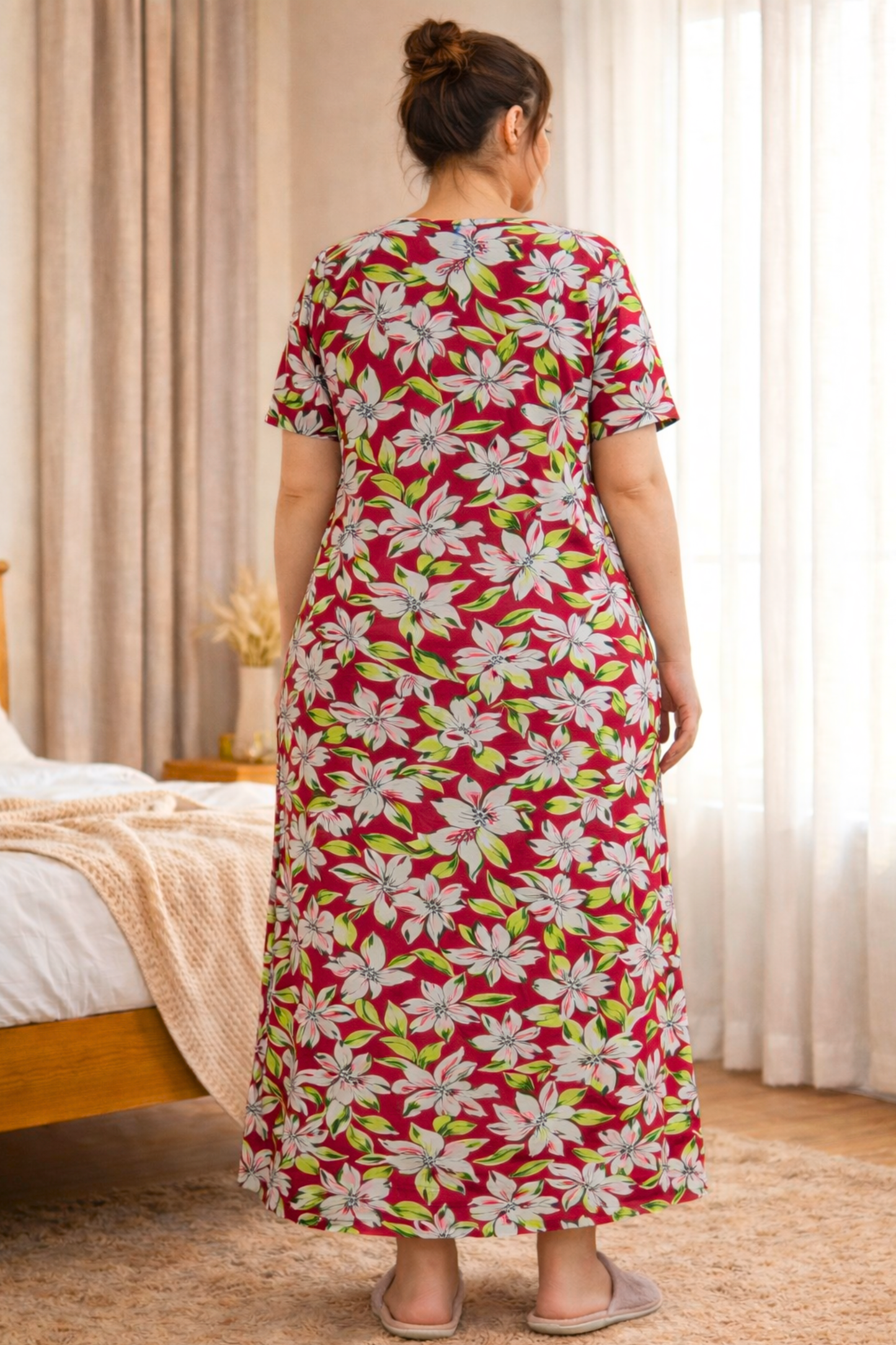 Summer Leaf Rayon Night Gown
